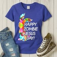 Cute Happy Zombie Jesus Day Easter Bunny For Men Women Women's T-Shirt thumb 3