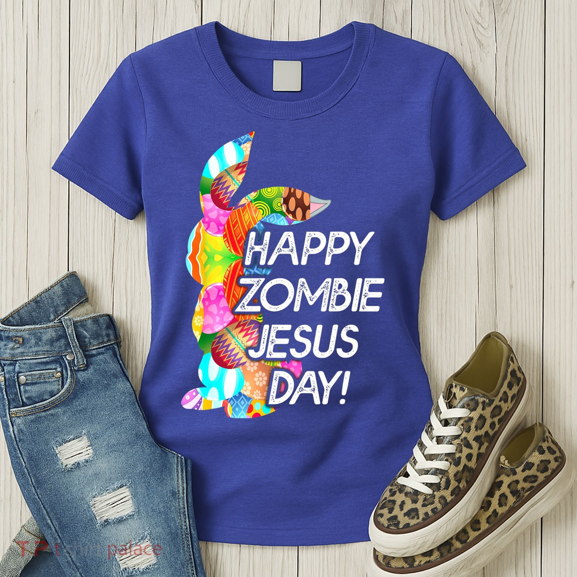 Cute Happy Zombie Jesus Day Easter Bunny For Men Women Women's T-Shirt