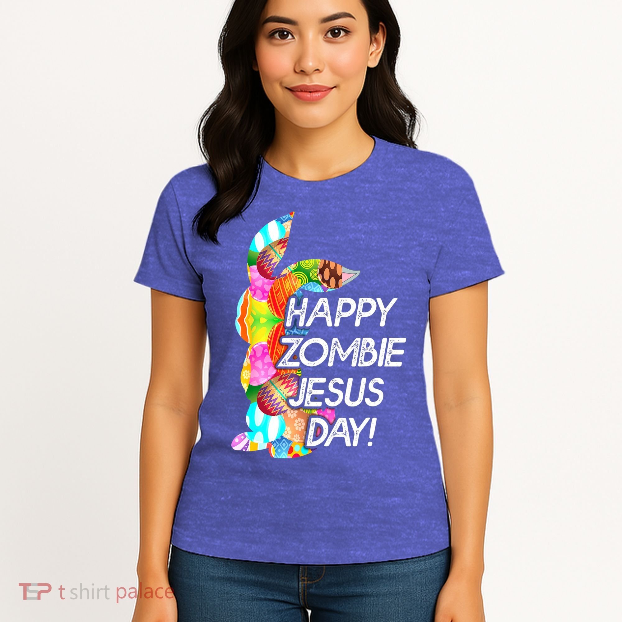 Cute Happy Zombie Jesus Day Easter Bunny For Men Women Women's T-Shirt
