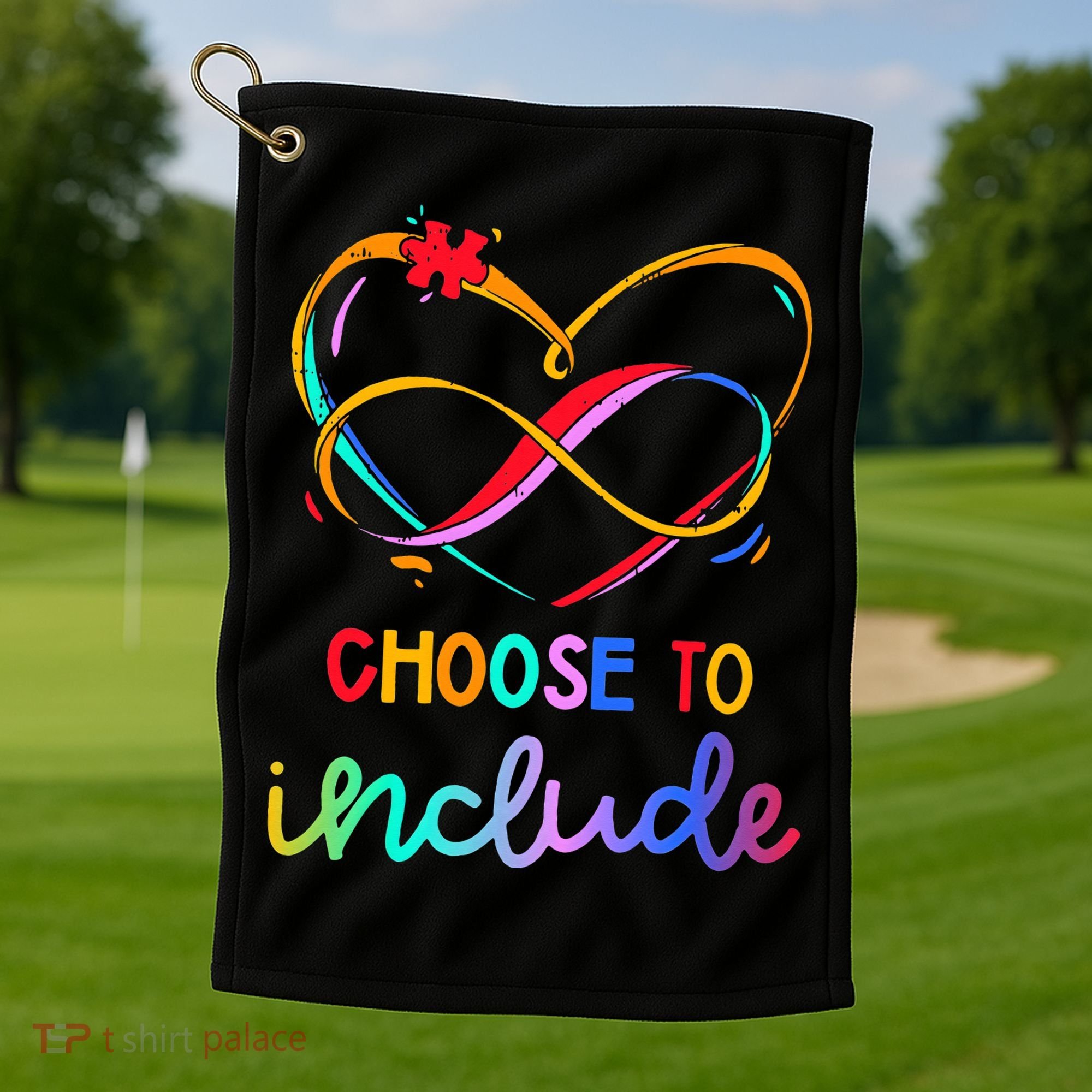 Choose Include Autism Day Teacher School Golf Towel