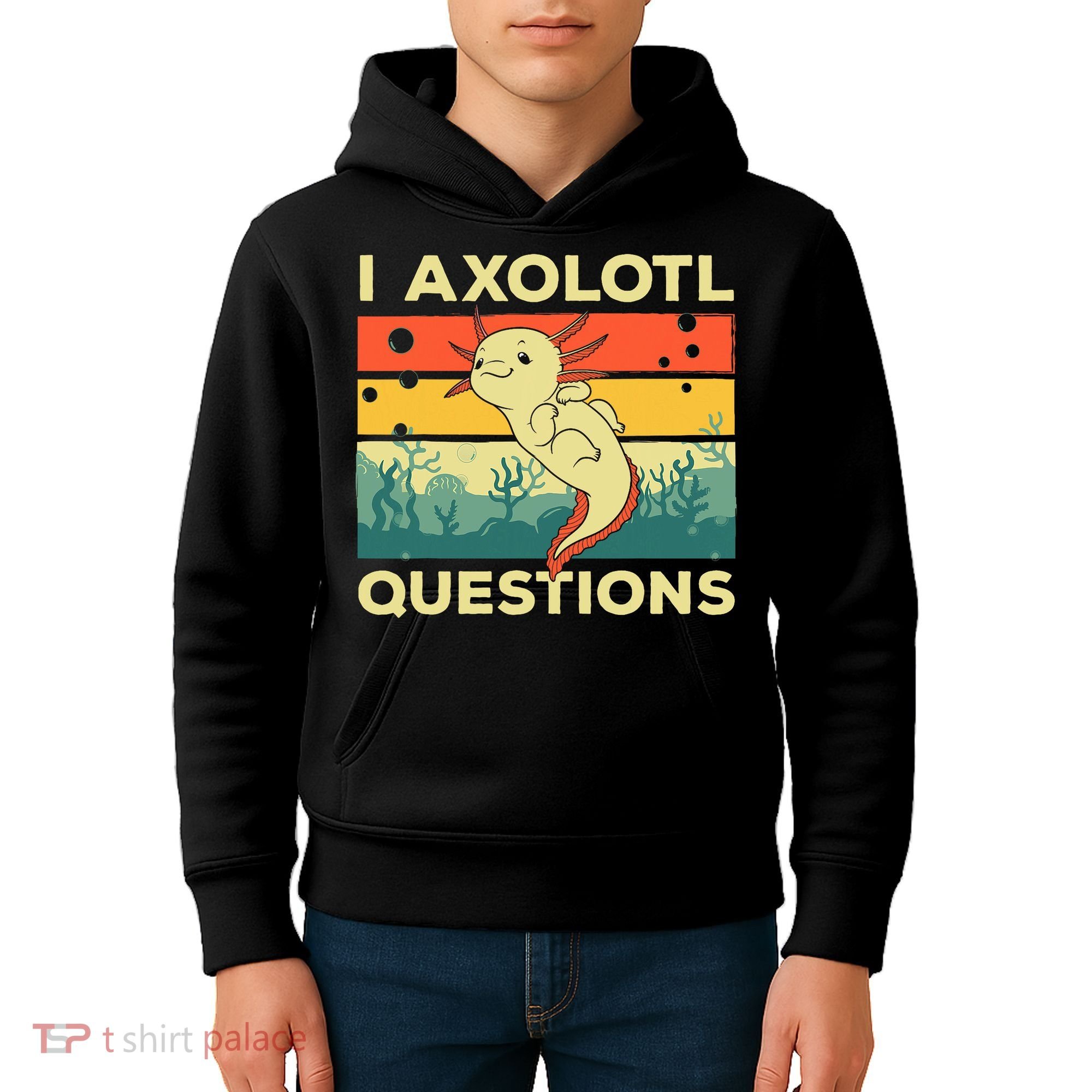 Cool I Axolotl Questions For  Fish Salamander Kids Hoodie