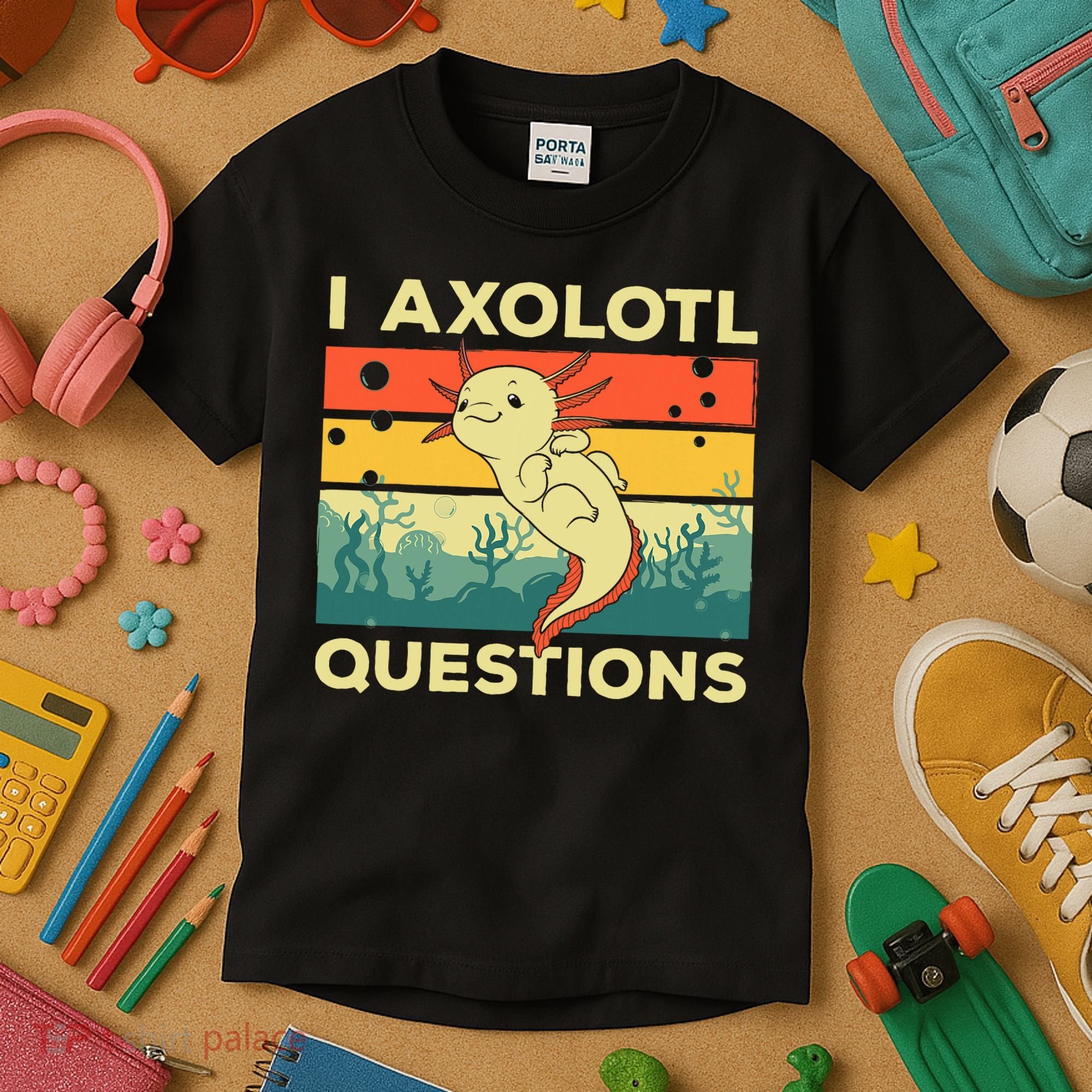 Cool I Axolotl Questions For  Fish Salamander Kids T-Shirt