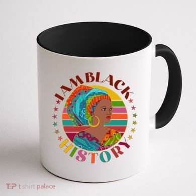 Colorful I Am Black History Coffee Mug back