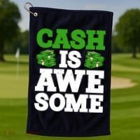 Cash Is Awesome Golf Towel thumb 1