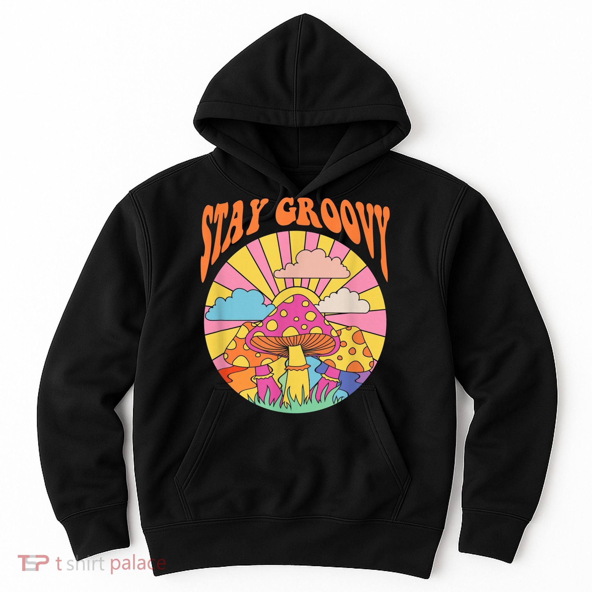Cute Indie Aesthetic Mushroom Stay Groovy Retro 70s Hippie Hoodie