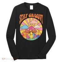 Cute Indie Aesthetic Mushroom Stay Groovy Retro 70s Hippie Long Sleeve Shirt thumb 0