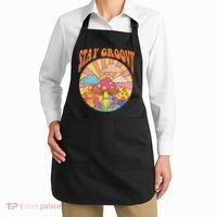 Cute Indie Aesthetic Mushroom Stay Groovy Retro 70s Hippie Apron thumb 2