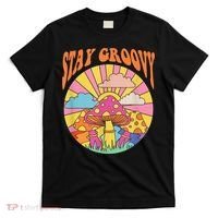 Cute Indie Aesthetic Mushroom Stay Groovy Retro 70s Hippie T-Shirt thumb 0