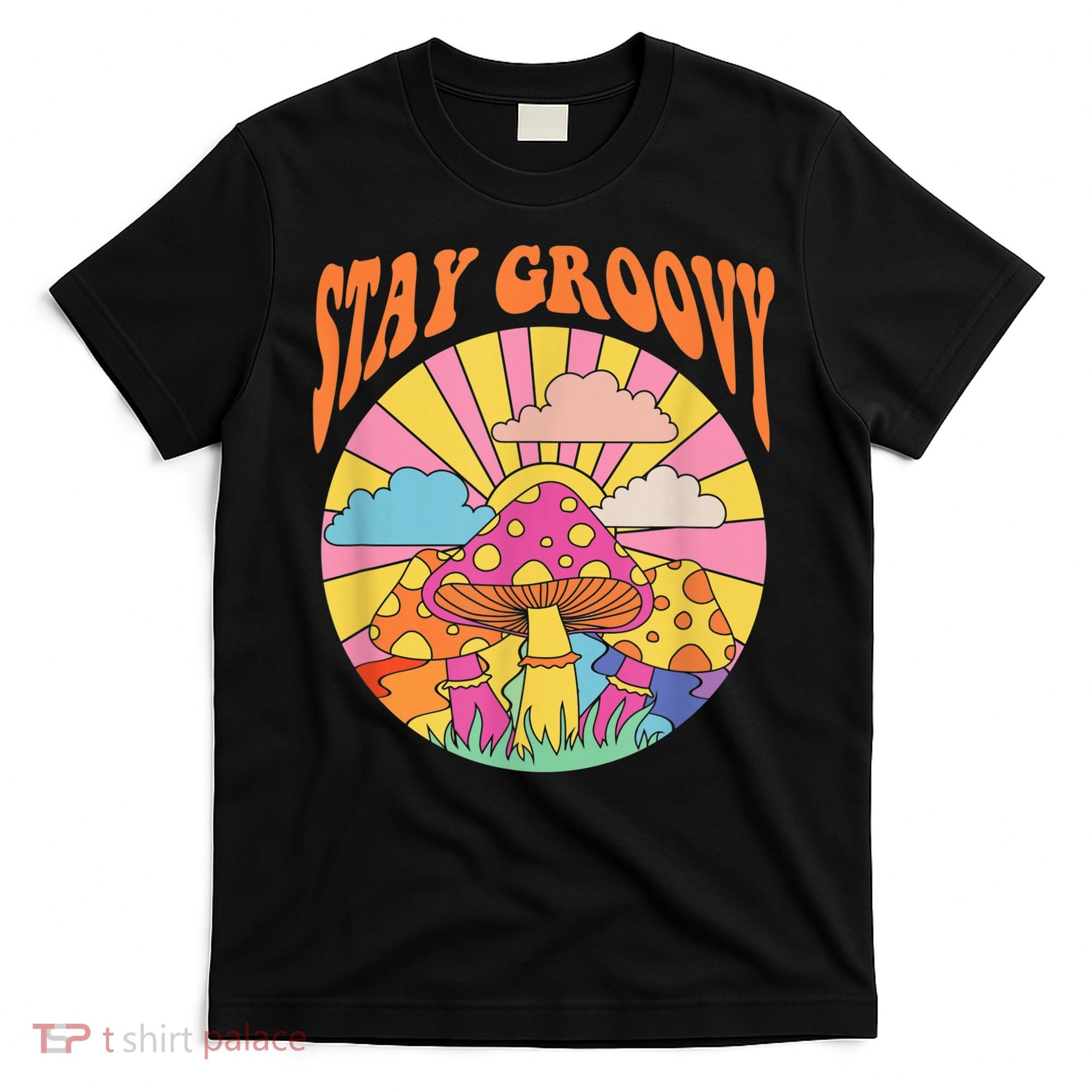 Cute Indie Aesthetic Mushroom Stay Groovy Retro 70s Hippie T-Shirt