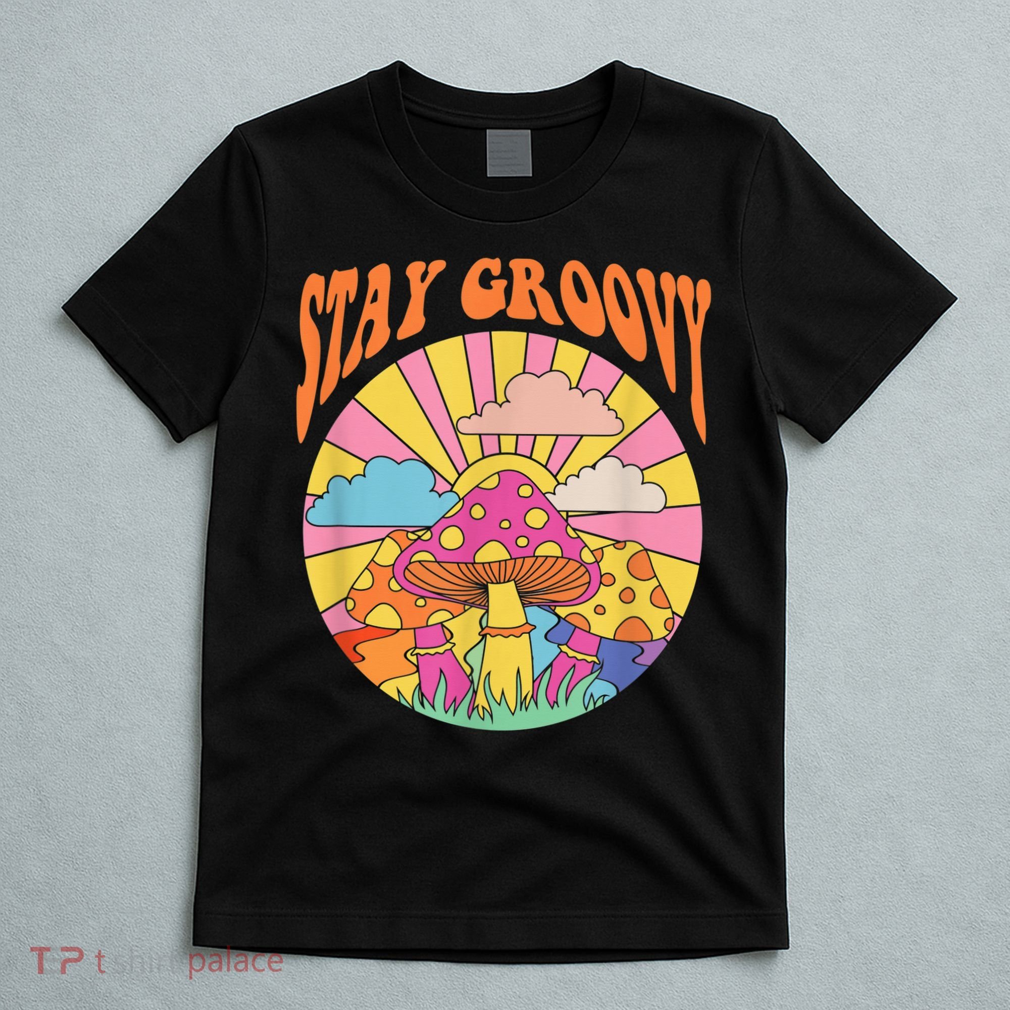 Cute Indie Aesthetic Mushroom Stay Groovy Retro 70s Hippie T-Shirt