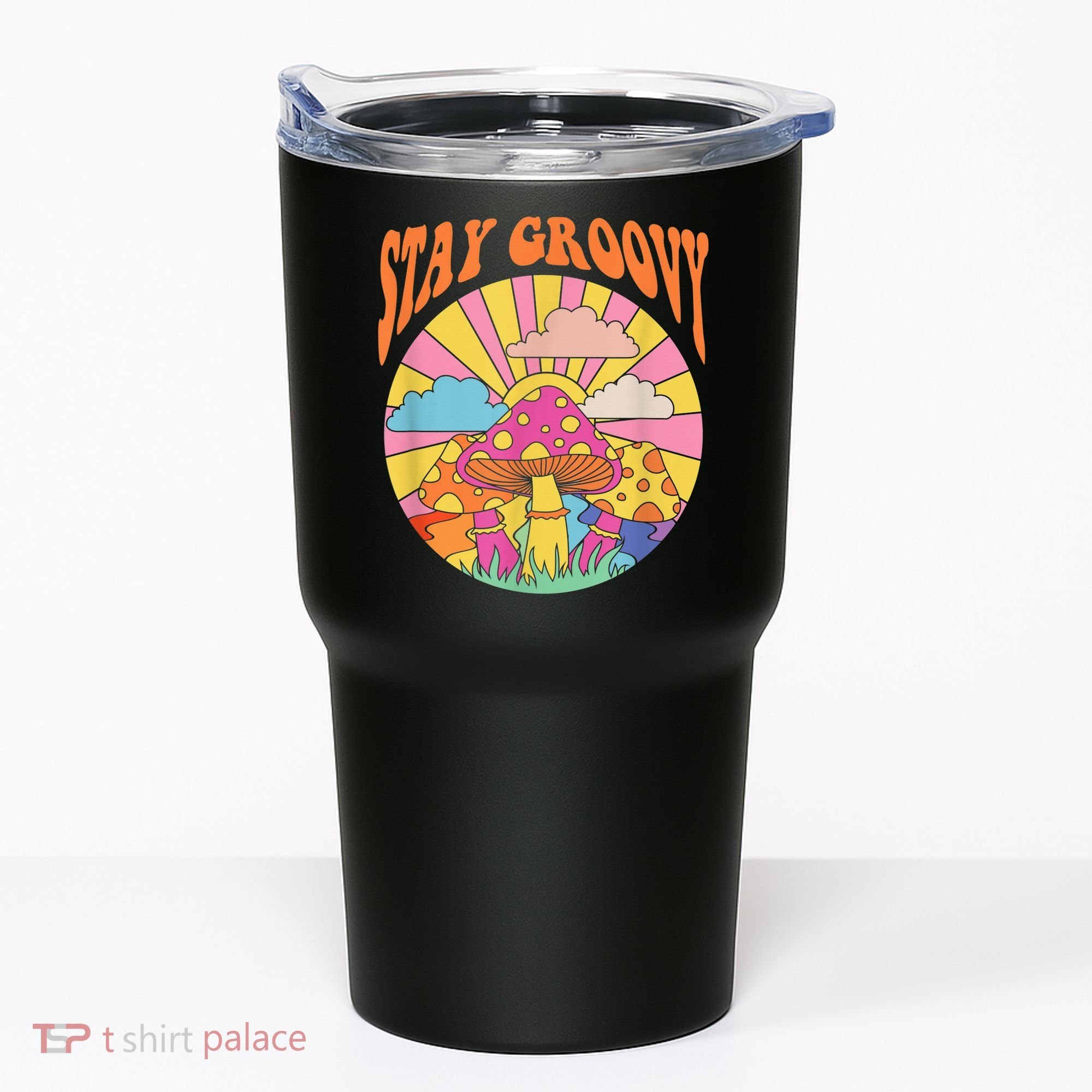Cute Indie Aesthetic Mushroom Stay Groovy Retro 70s Hippie Tumbler