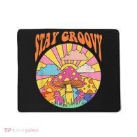 Cute Indie Aesthetic Mushroom Stay Groovy Retro 70s Hippie Mousepad thumb 0