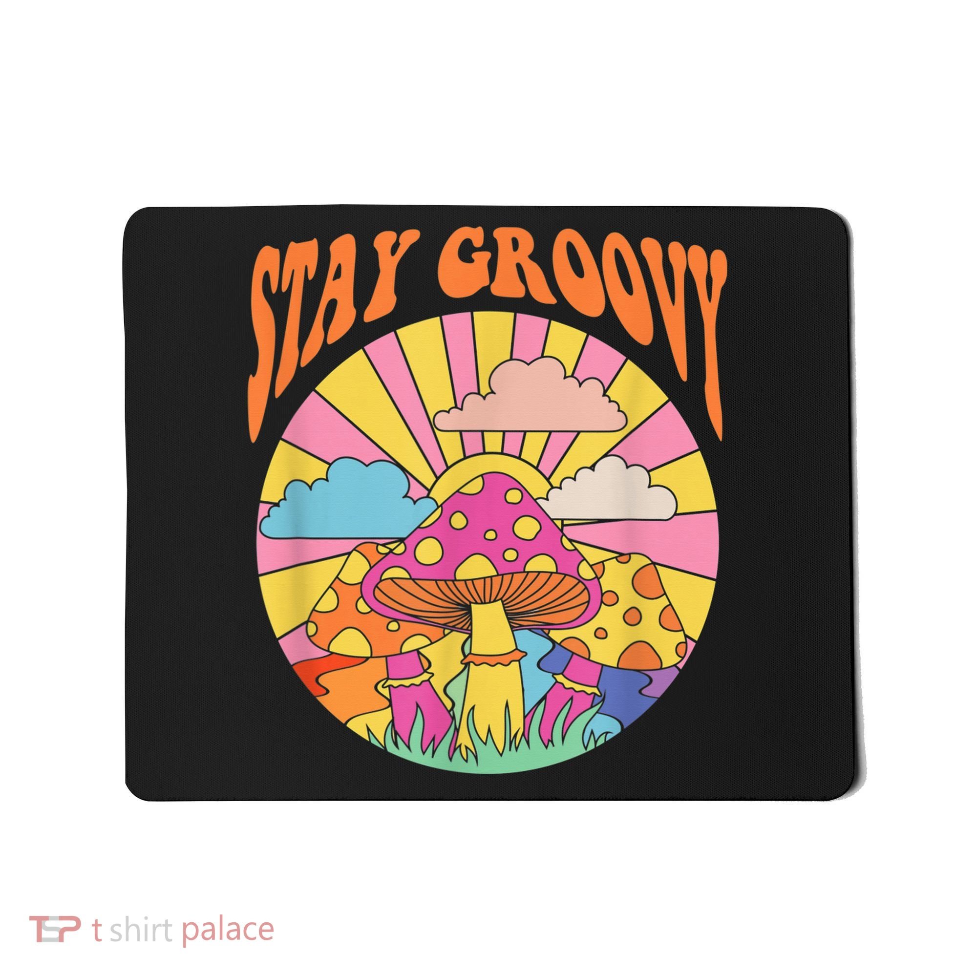 Cute Indie Aesthetic Mushroom Stay Groovy Retro 70s Hippie Mousepad