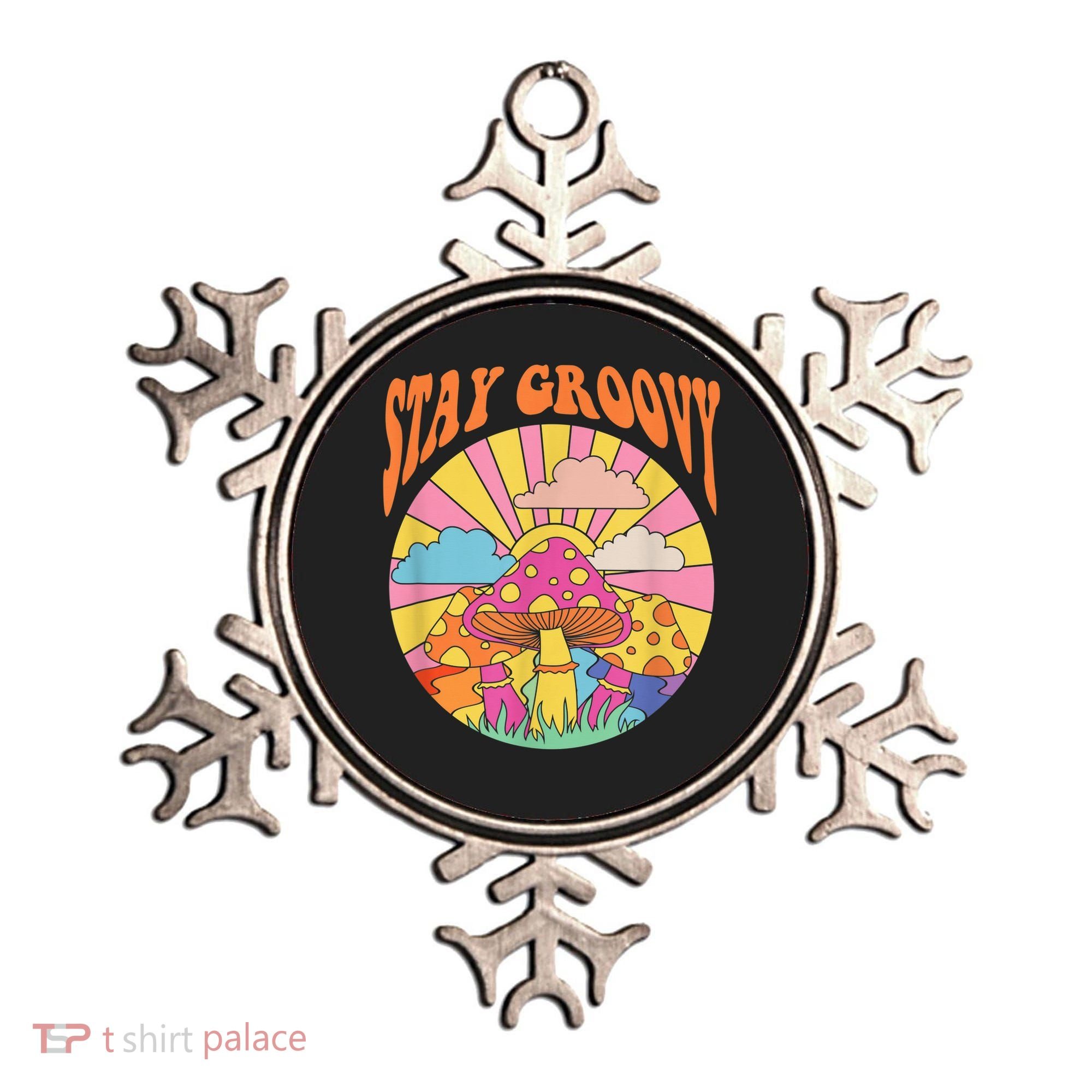 Cute Indie Aesthetic Mushroom Stay Groovy Retro 70s Hippie Ornament