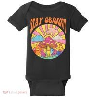 Cute Indie Aesthetic Mushroom Stay Groovy Retro 70s Hippie Baby Bodysuit thumb 0