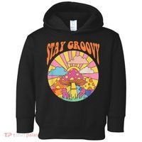 Cute Indie Aesthetic Mushroom Stay Groovy Retro 70s Hippie Toddler Hoodie thumb 0