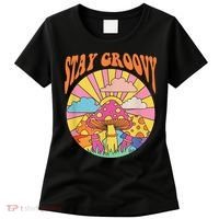 Cute Indie Aesthetic Mushroom Stay Groovy Retro 70s Hippie Women's T-Shirt thumb 0
