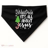 Christmas It's All About Jesus Christmas Tree Gift USA-Made Doggie Bandana thumb 0