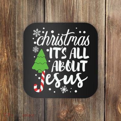 Christmas It's All About Jesus Christmas Tree Gift Coaster