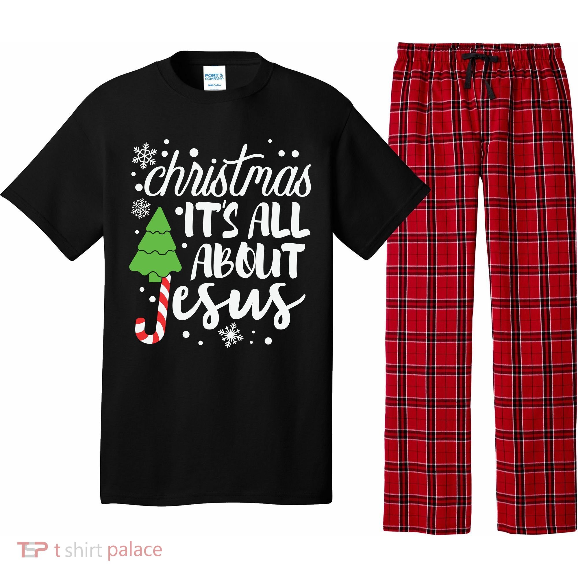 Christmas It's All About Jesus Christmas Tree Gift Pajama Set