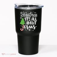 Christmas It's All About Jesus Christmas Tree Gift Tumbler thumb 0