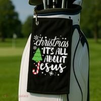 Christmas It's All About Jesus Christmas Tree Gift Golf Towel thumb 2