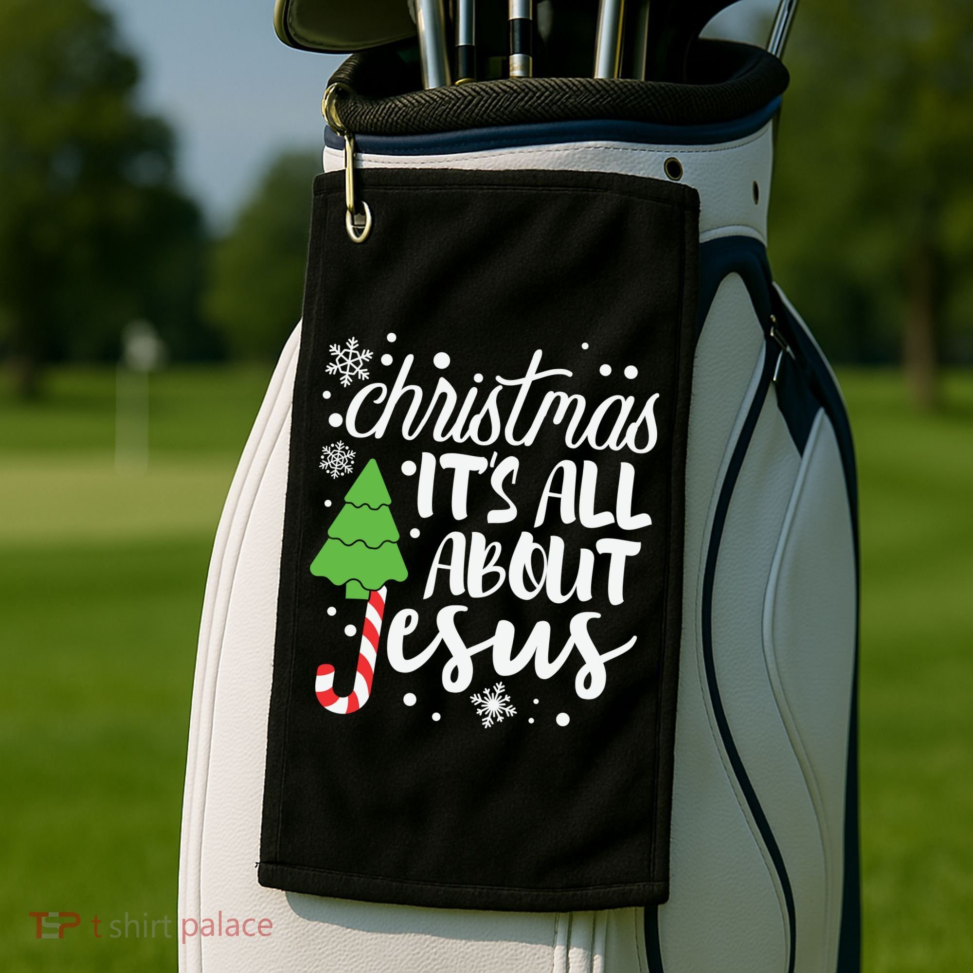 Christmas It's All About Jesus Christmas Tree Gift Golf Towel
