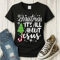 Christmas It's All About Jesus Christmas Tree Gift Women's T-Shirt thumb 3