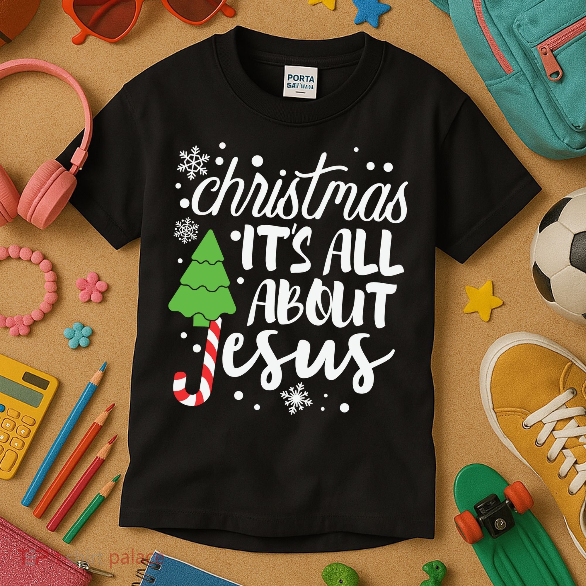 Christmas It's All About Jesus Christmas Tree Gift Kids T-Shirt