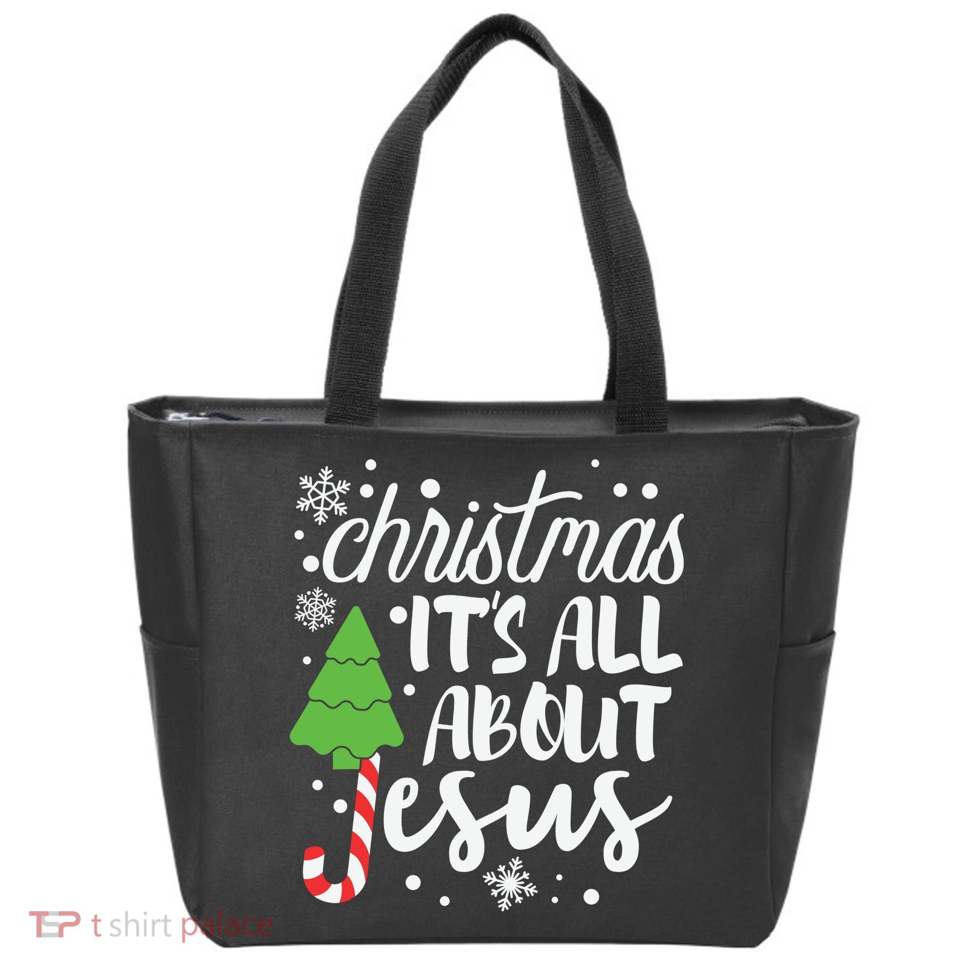 Christmas It's All About Jesus Christmas Tree Gift Tote Bag