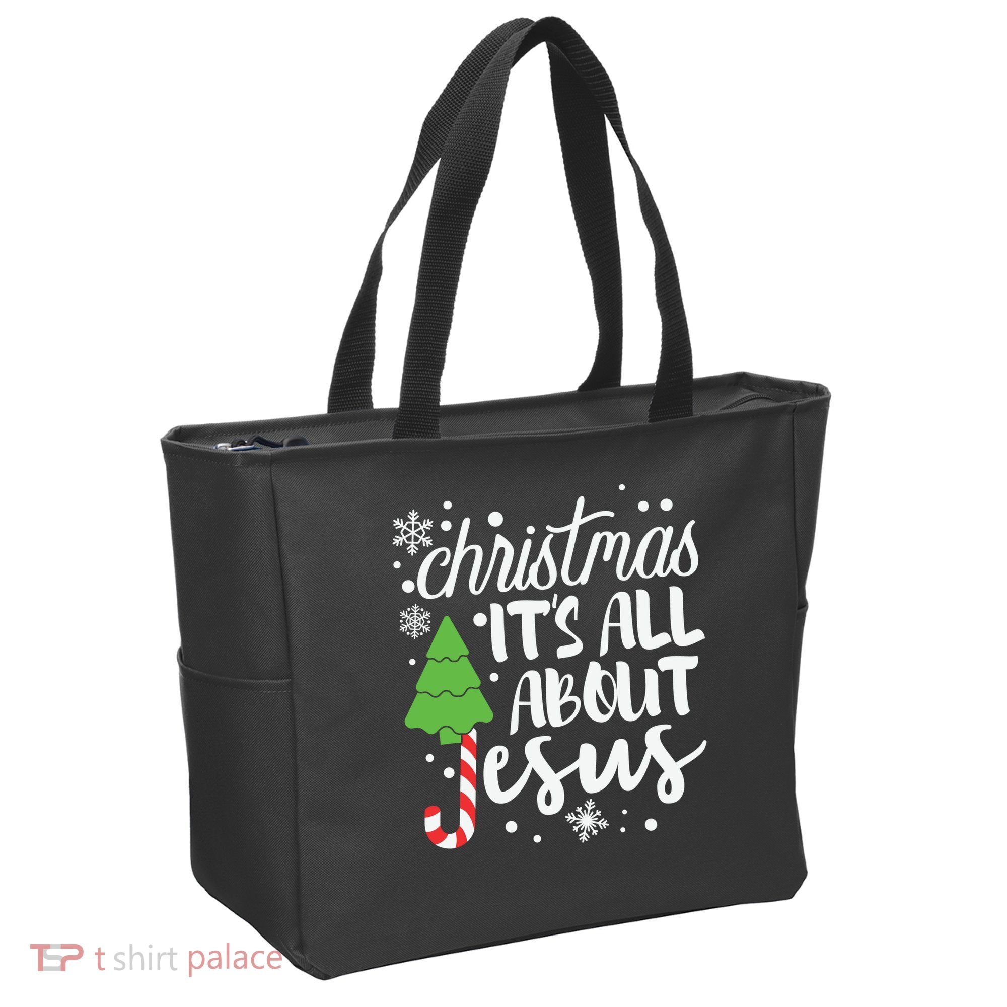 Christmas It's All About Jesus Christmas Tree Gift Tote Bag