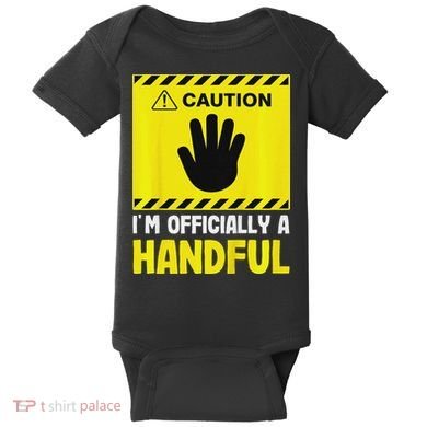 Caution I'm A Handful Cute 5th Birthday Baby Bodysuit
