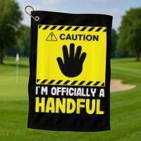 Caution I'm A Handful Cute 5th Birthday Golf Towel thumb 1