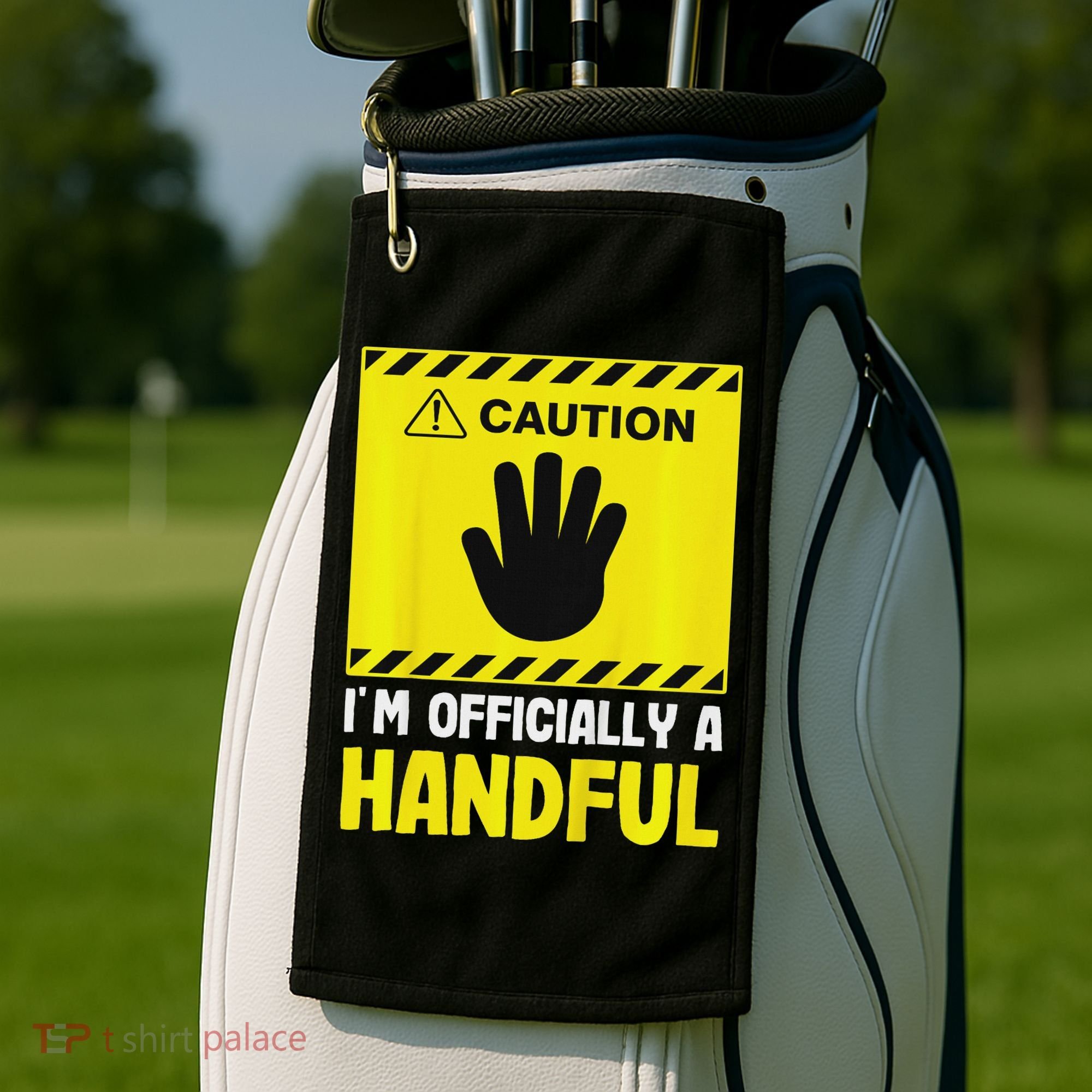 Caution I'm A Handful Cute 5th Birthday Golf Towel