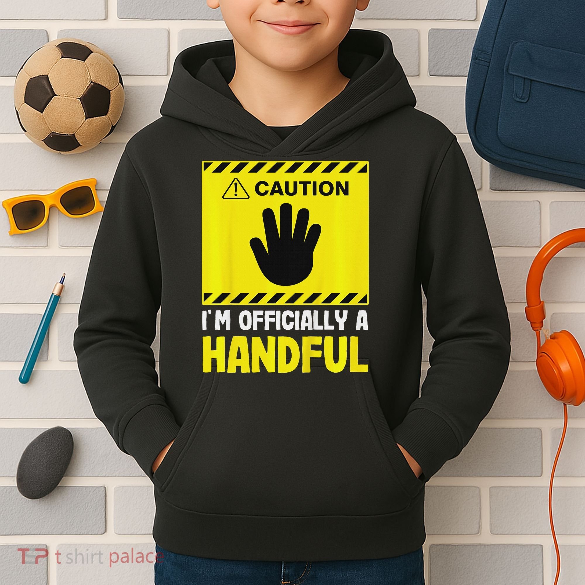 Caution I'm A Handful Cute 5th Birthday Kids Hoodie