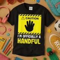 Caution I'm A Handful Cute 5th Birthday Kids T-Shirt thumb 3