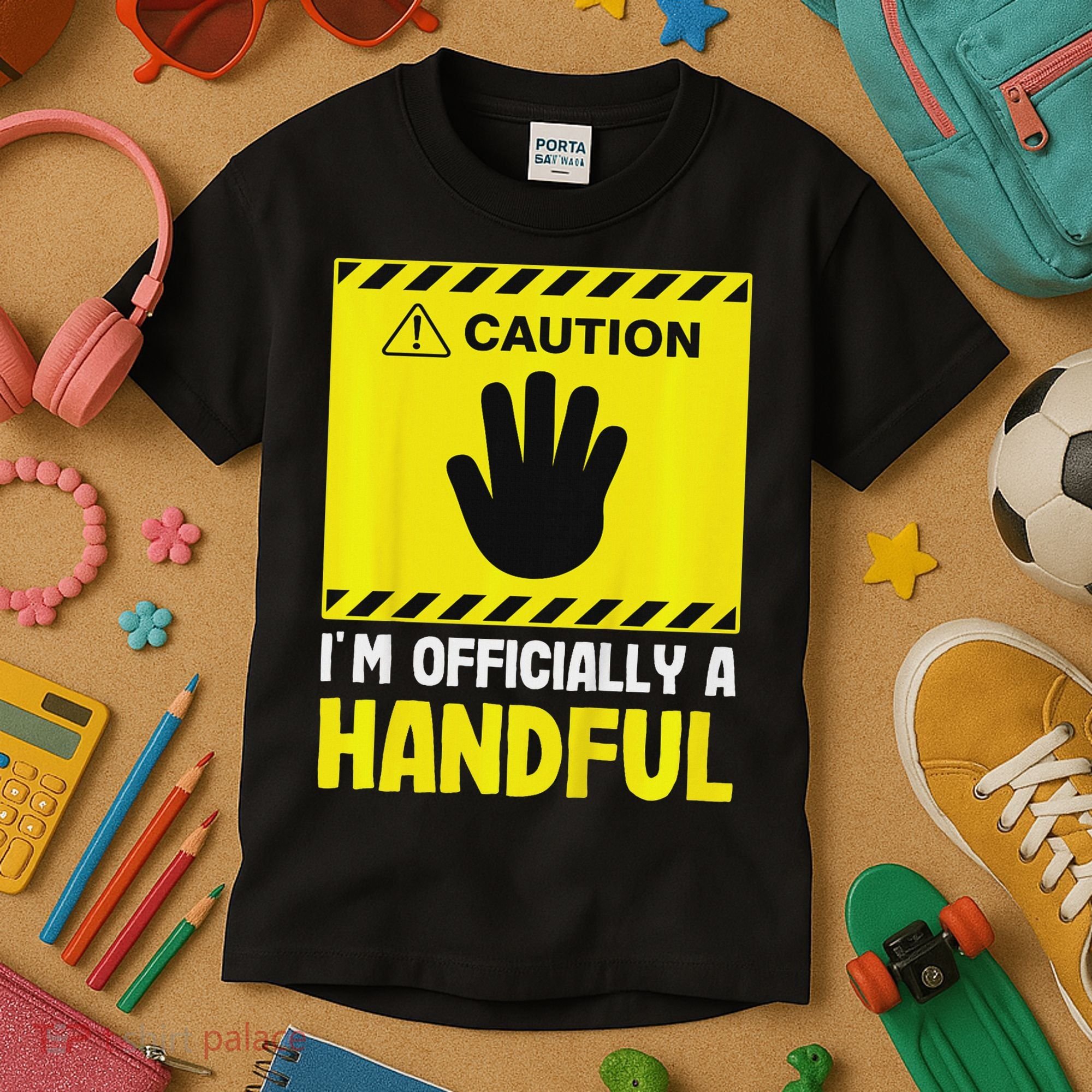 Caution I'm A Handful Cute 5th Birthday Kids T-Shirt
