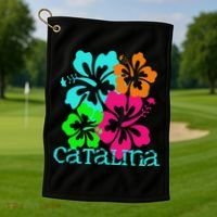 Catalina Island Beach Tropical Paradise Travel Surf Ocean Golf Towel thumb 1