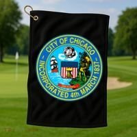 Chicago Illinois City Seal I Love Chicago Illinoisan Golf Towel thumb 1