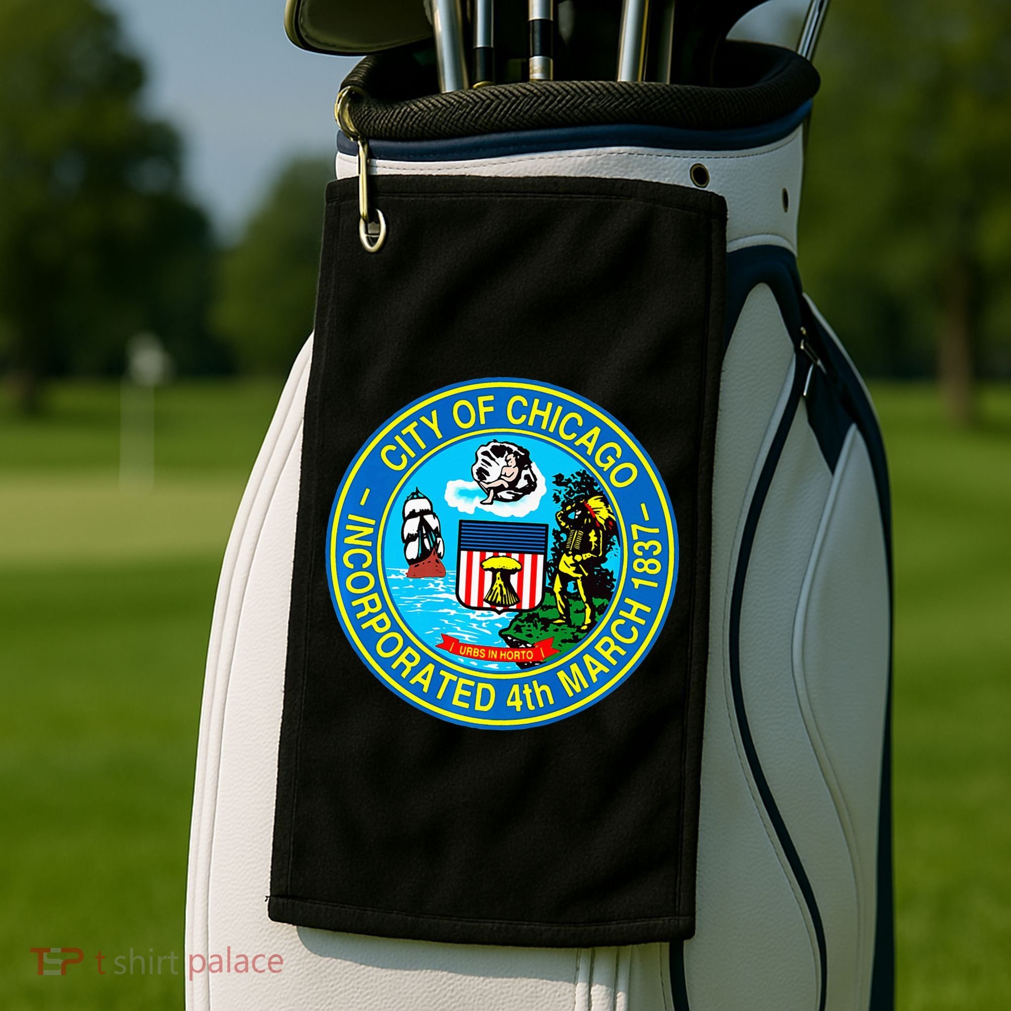 Chicago Illinois City Seal I Love Chicago Illinoisan Golf Towel