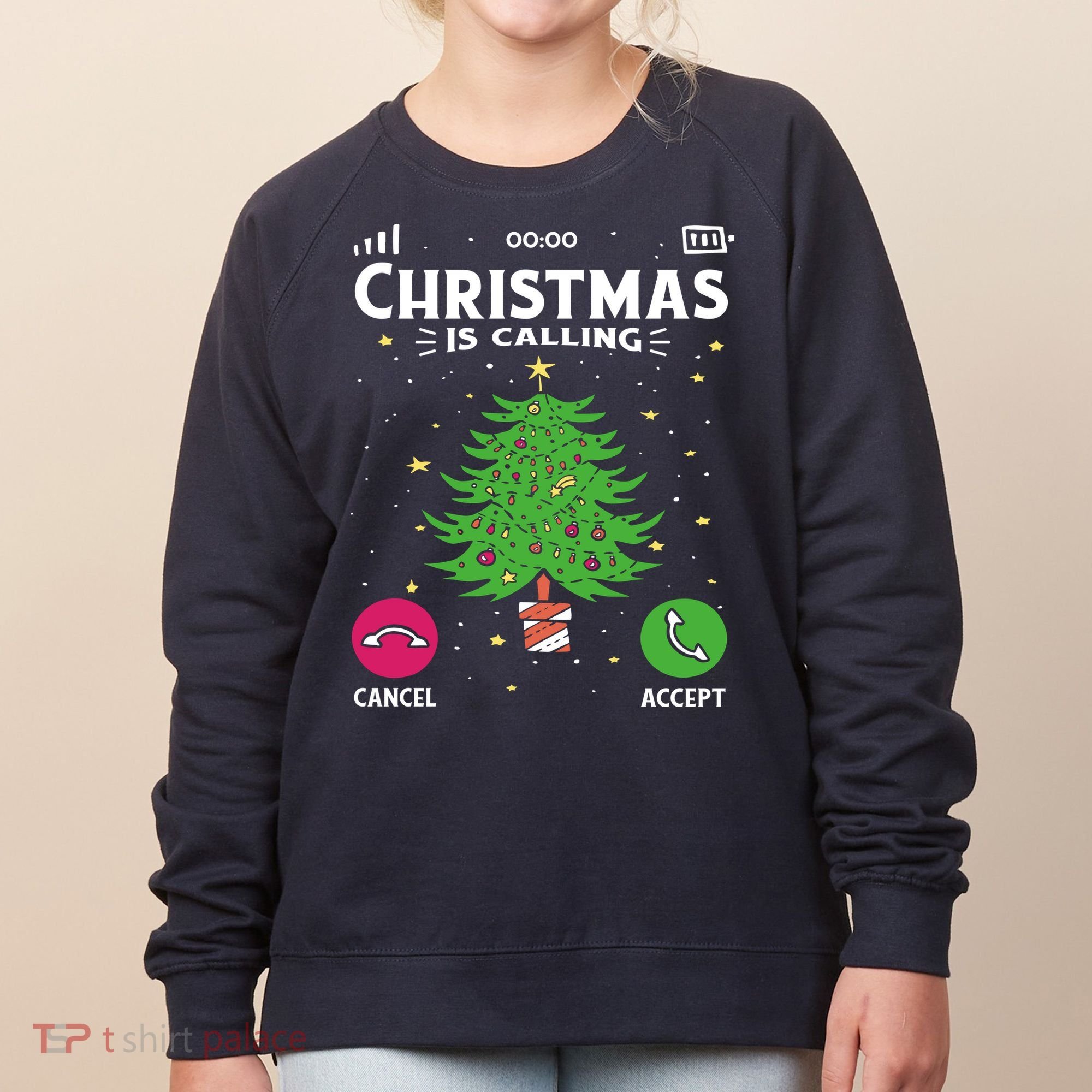 Christmas Is Calling Funny Women's Sweatshirt