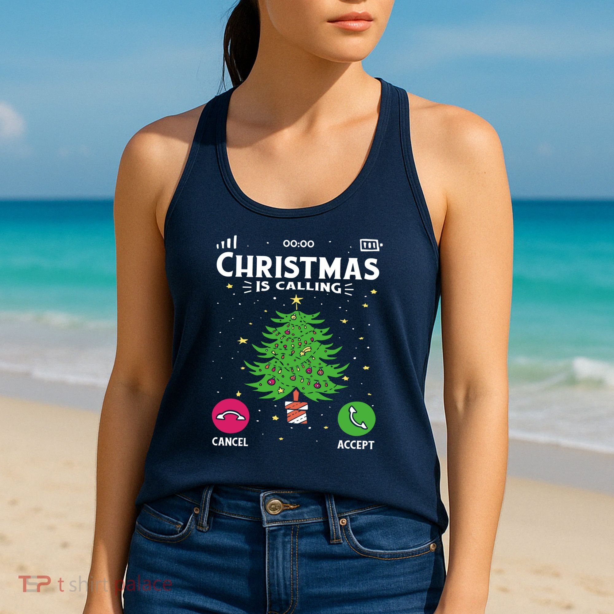Christmas Is Calling Funny Women's Tank Top