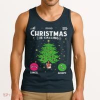 Christmas Is Calling Funny Tank Top thumb 3