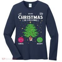 Christmas Is Calling Funny Women's Long Sleeve Shirt thumb 0