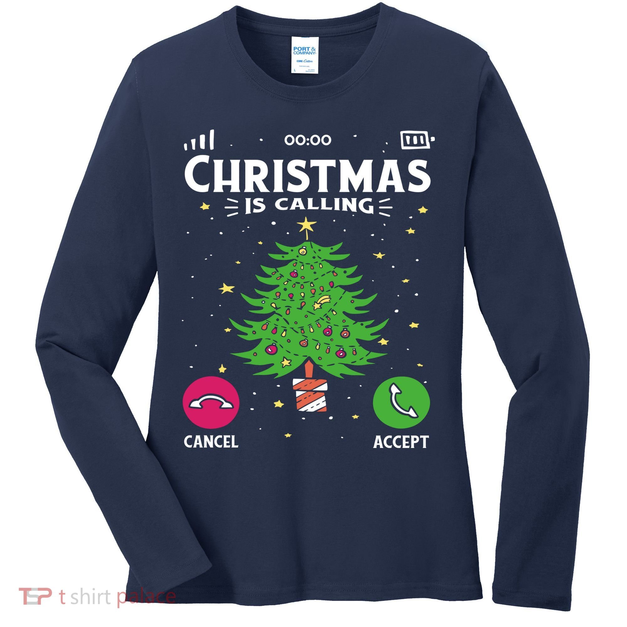 Christmas Is Calling Funny Women's Long Sleeve Shirt