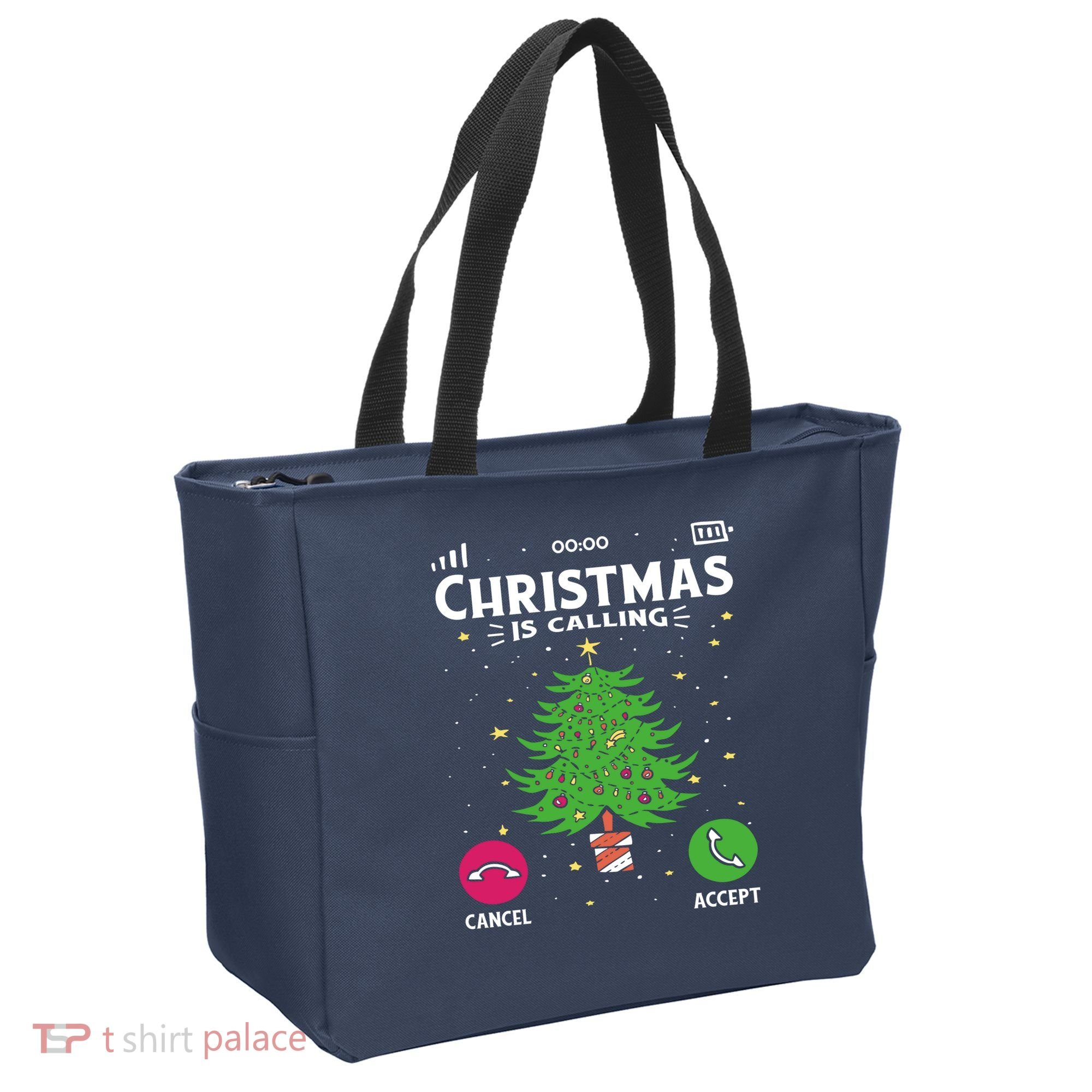 Christmas Is Calling Funny Tote Bag