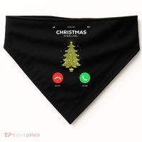 Christmas Is Calling Christmas Pajama Funny XMas Tree USA-Made Doggie Bandana thumb 0
