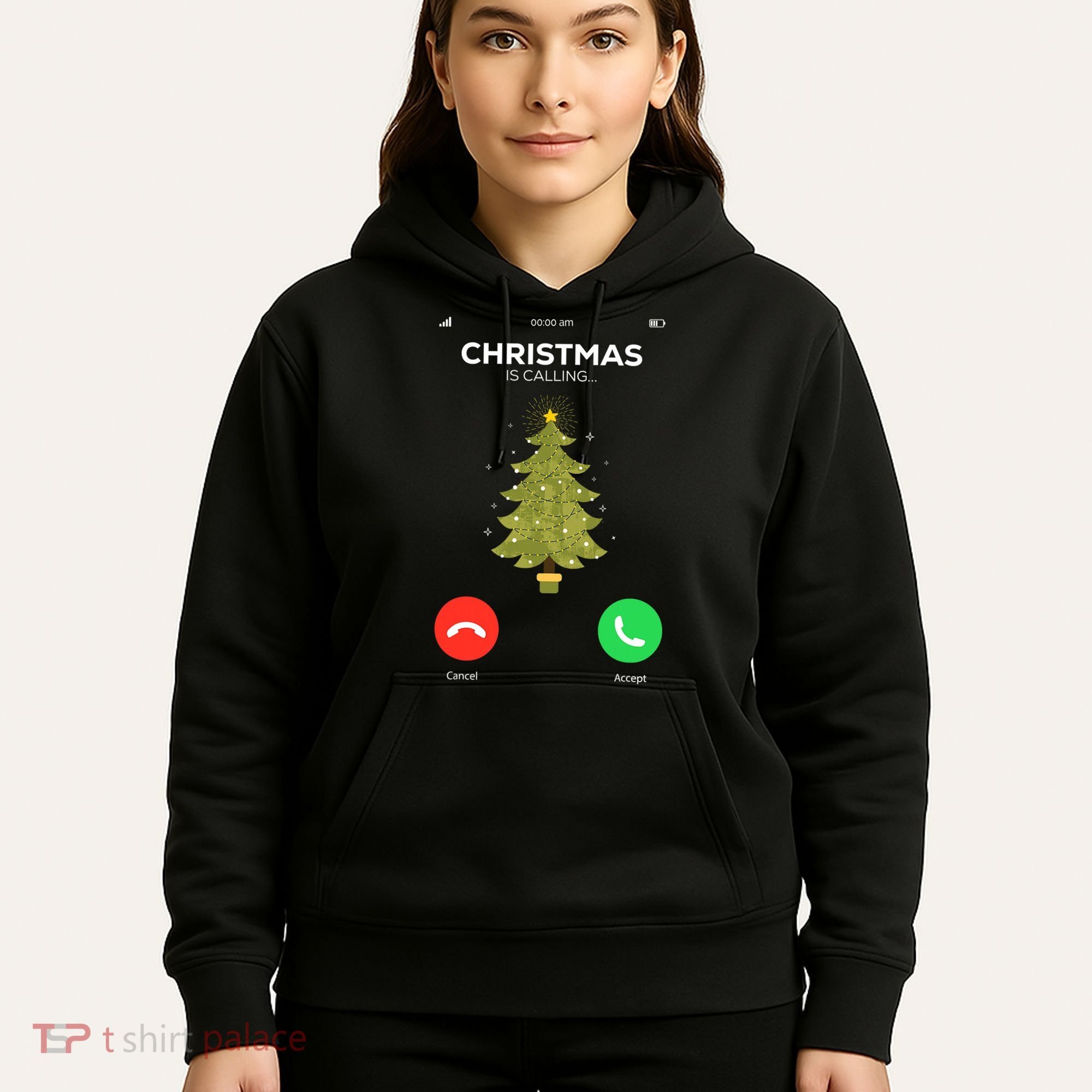 Christmas Is Calling Christmas Pajama Funny XMas Tree Hoodie