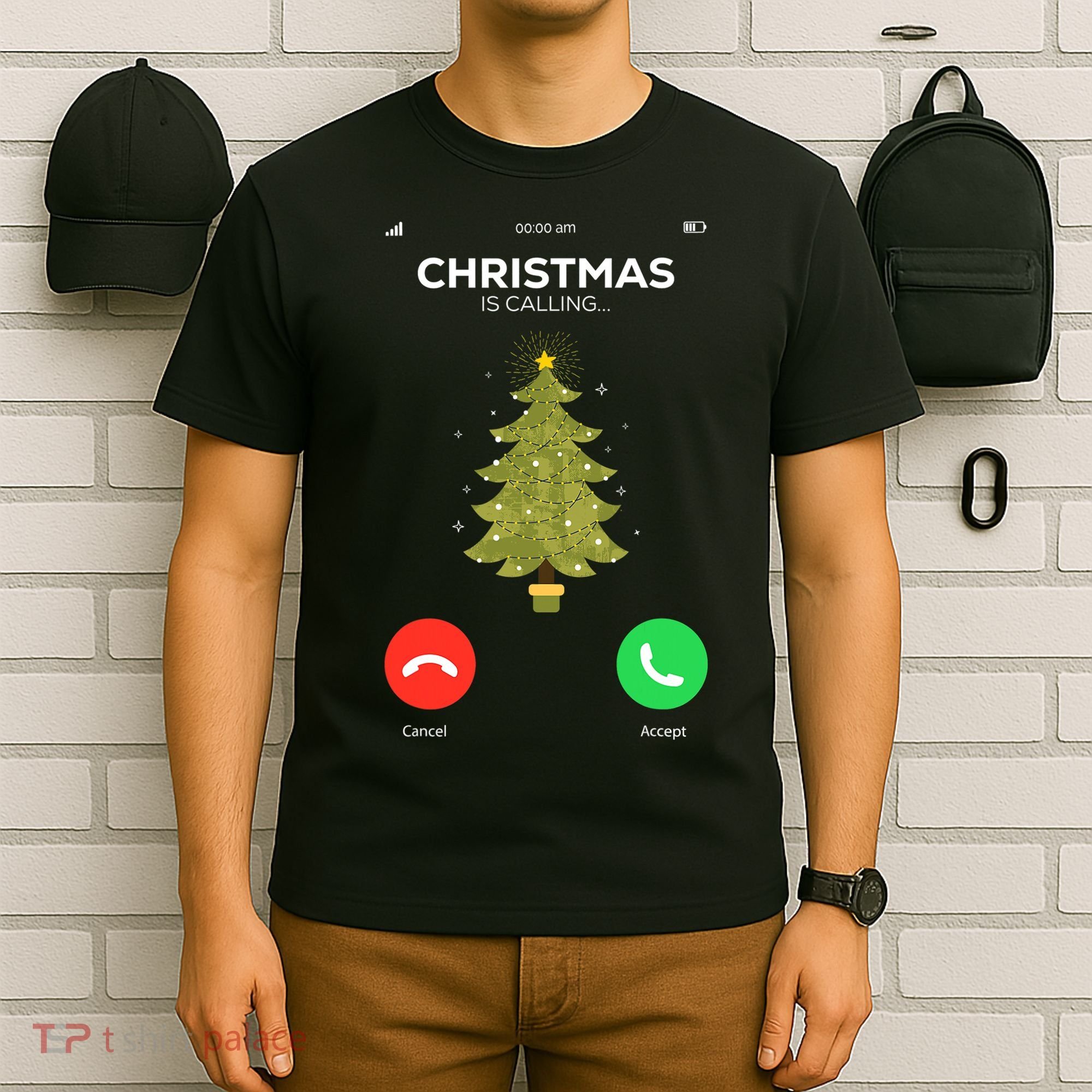 Christmas Is Calling Christmas Pajama Funny XMas Tree T-Shirt