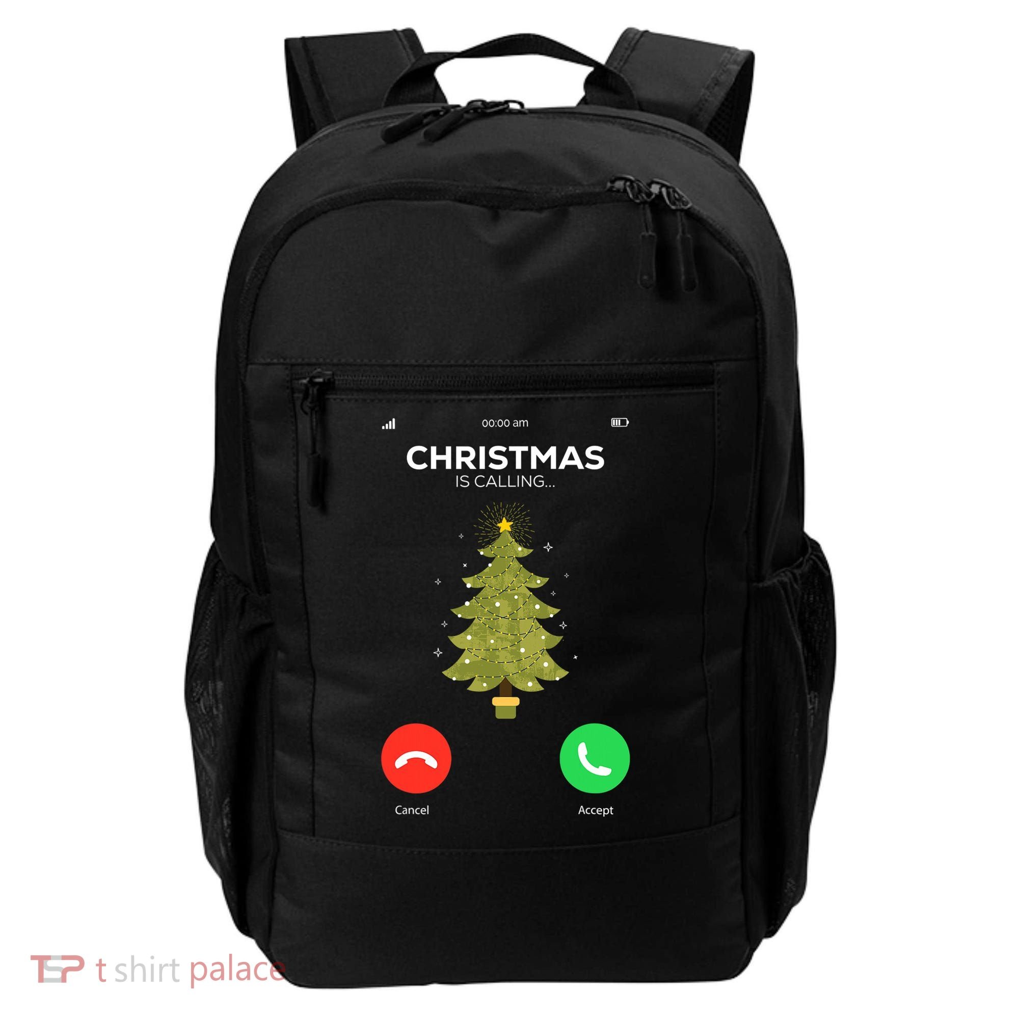 Christmas Is Calling Christmas Pajama Funny XMas Tree Backpack